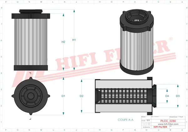 Rysunek wymiarowy Filtr paliwa SN 40709