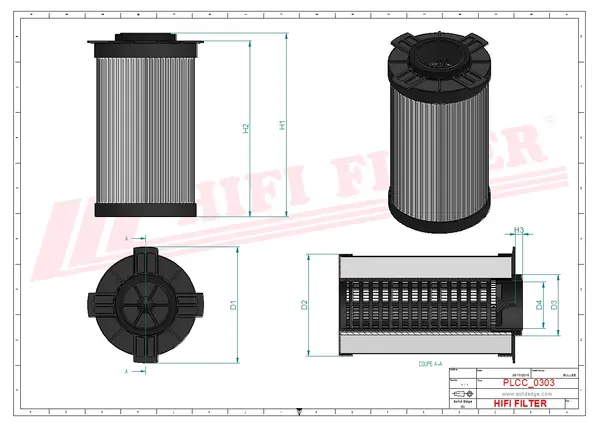 Rysunek wymiarowy Filtr paliwa SN 40717