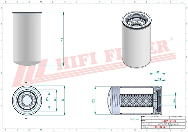 Rysunek wymiarowy Filtr paliwa SN 40768