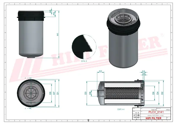 Rysunek wymiarowy Filtr paliwa SN 40785