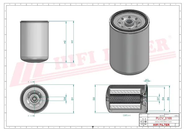 Rysunek wymiarowy Filtr paliwa SN 40831