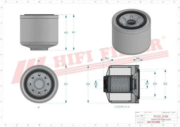 Rysunek wymiarowy Filtr paliwa SN 40877