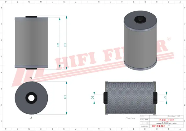 Rysunek wymiarowy Filtr paliwa SN 5055