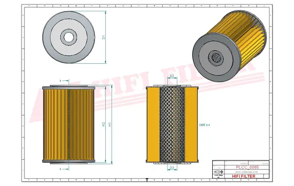 Rysunek wymiarowy Filtr paliwa SN 5057