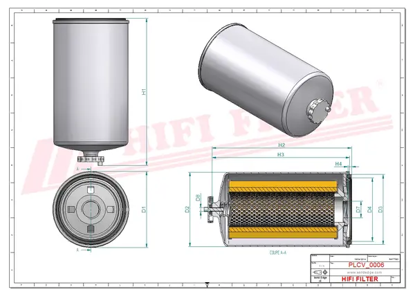 Rysunek wymiarowy Filtr paliwa SN 5171