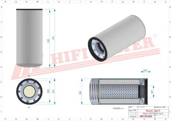 Rysunek wymiarowy Filtr paliwa SN 55084