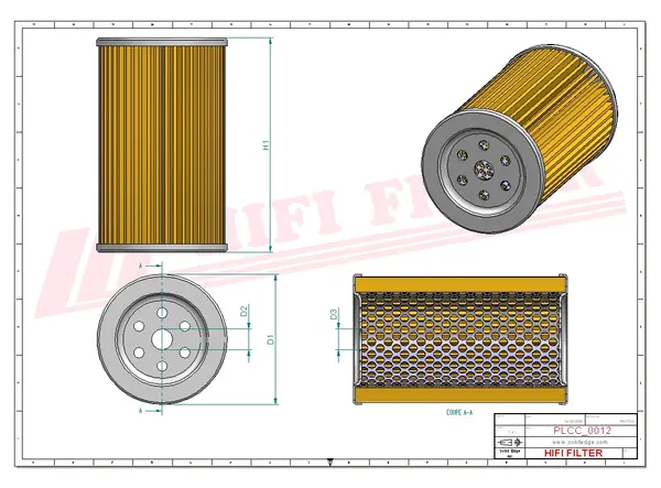 Rysunek wymiarowy Filtr paliwa SN 55422