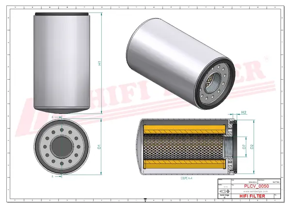 Rysunek wymiarowy Filtr paliwa SN 55440