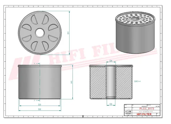 Rysunek wymiarowy Filtr paliwa SN 565