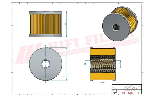Rysunek wymiarowy Filtr paliwa SN 6233