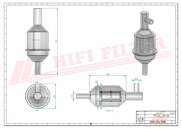 Rysunek wymiarowy Filtr paliwa SN 70105