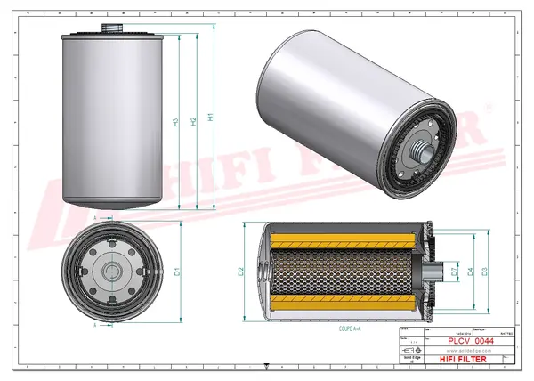 Rysunek wymiarowy Filtr paliwa SN 70109