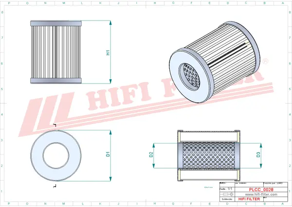 Rysunek wymiarowy Filtr paliwa SN 70140