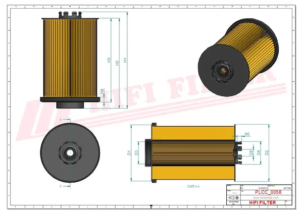 Rysunek wymiarowy Filtr paliwa SN 70141