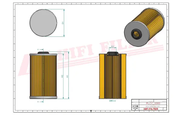 Rysunek wymiarowy Filtr paliwa SN 70145