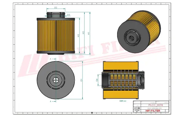 Rysunek wymiarowy Filtr paliwa SN 70154
