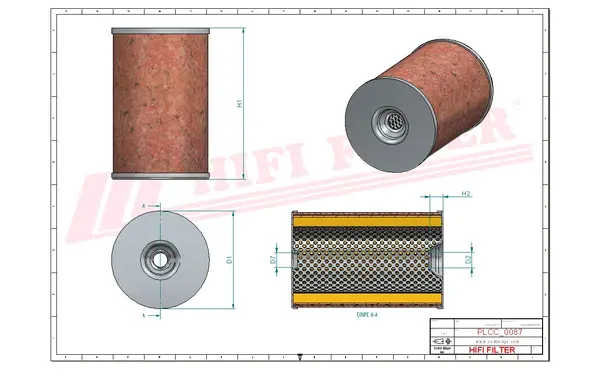 Rysunek wymiarowy Filtr paliwa SN 70169