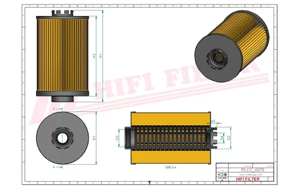 Rysunek wymiarowy Filtr paliwa SN 70186
