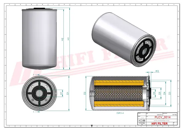 Rysunek wymiarowy Filtr paliwa SN 70200
