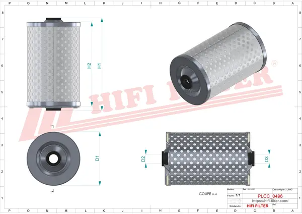 Rysunek wymiarowy Filtr paliwa SN 70225