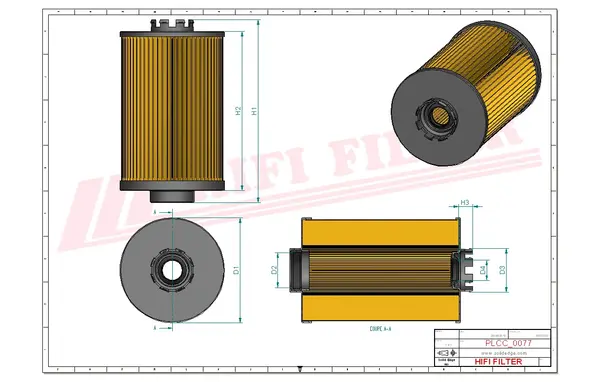 Rysunek wymiarowy Filtr paliwa SN 70236