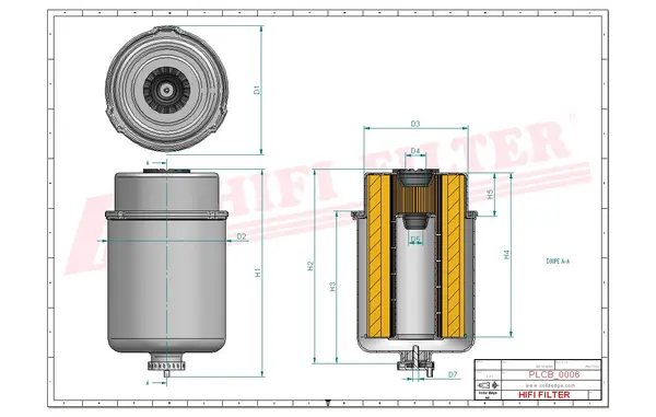 Rysunek wymiarowy Filtr paliwa SN 70238