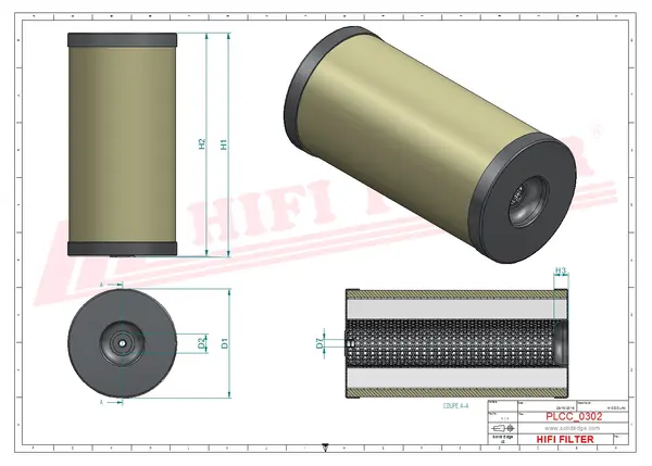 Rysunek wymiarowy Filtr paliwa SN 70252