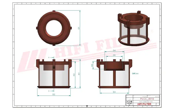 Rysunek wymiarowy Filtr paliwa SN 70283