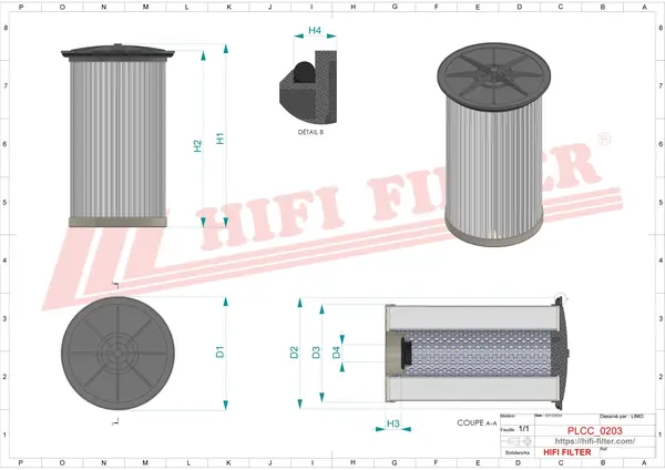 Rysunek wymiarowy Filtr paliwa SN 70285