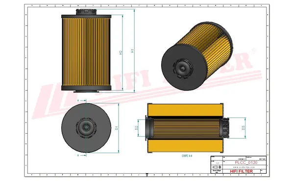 Rysunek wymiarowy Filtr paliwa SN 70296