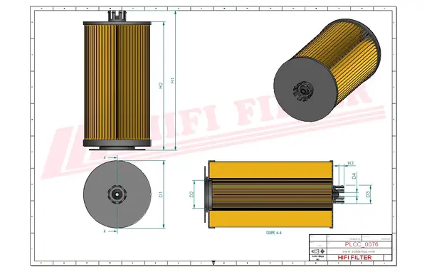 Rysunek wymiarowy Filtr paliwa SN 70306