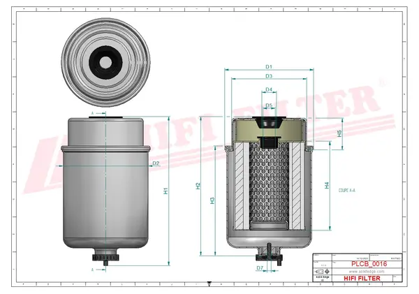 Rysunek wymiarowy Filtr paliwa SN 70319