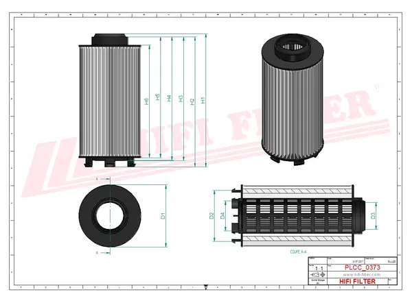 Rysunek wymiarowy Filtr paliwa SN 70415