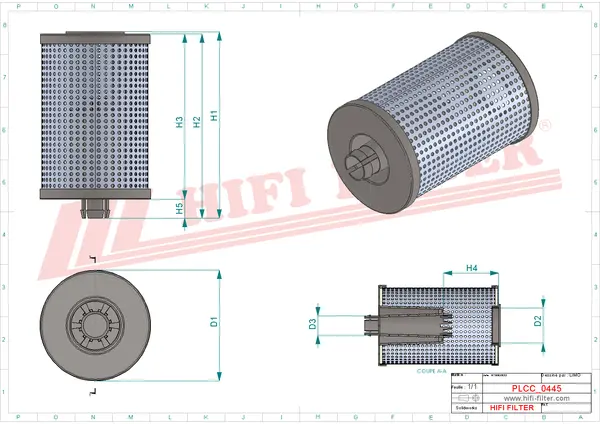 Rysunek wymiarowy Filtr paliwa SN 70546