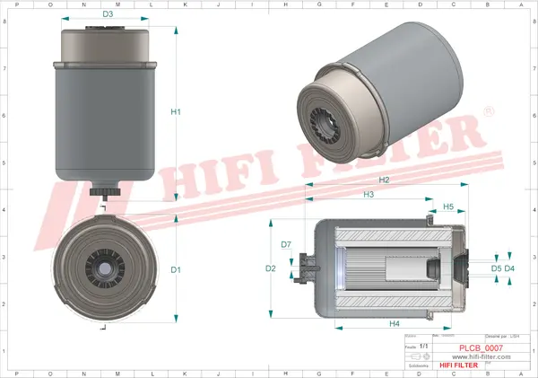 Rysunek wymiarowy Filtr paliwa SN 70560