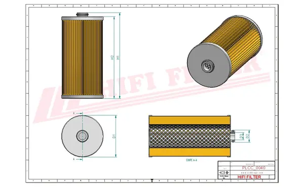 Rysunek wymiarowy Filtr paliwa SN 80009
