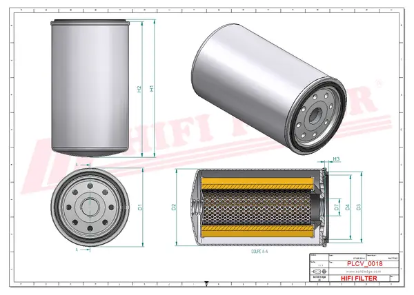 Rysunek wymiarowy Filtr paliwa SN 80058
