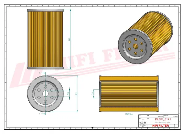 Rysunek wymiarowy Filtr paliwa SN 80505