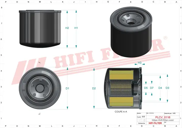 Rysunek wymiarowy Filtr paliwa SN 8813
