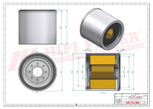 Rysunek wymiarowy Filtr paliwa SN 902510