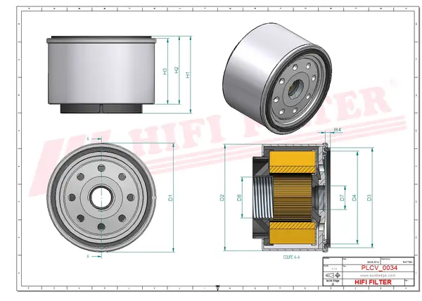Rysunek wymiarowy Filtr paliwa SN 902610
