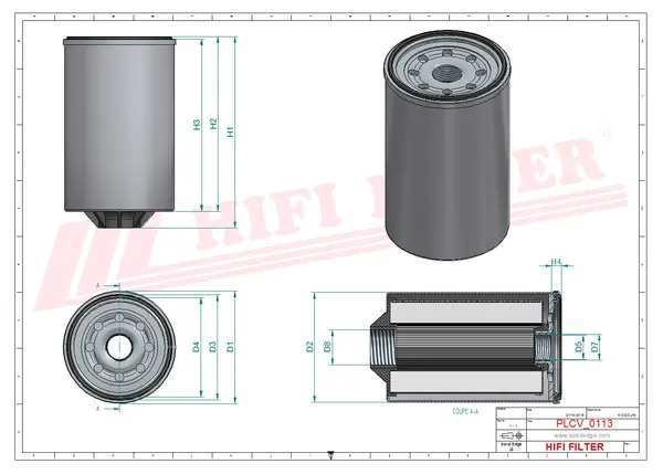 Rysunek wymiarowy Filtr paliwa SN 902830