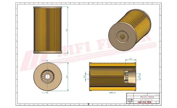 Rysunek wymiarowy Filtr paliwa SN 920130