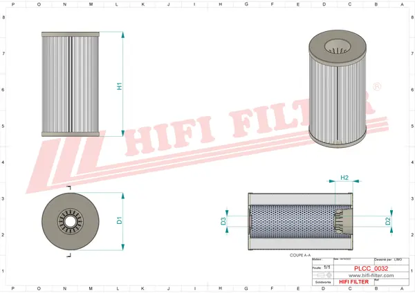 Rysunek wymiarowy Filtr paliwa SN 920410