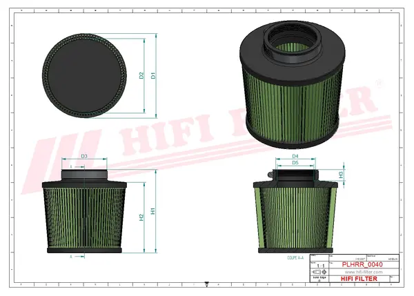 Rysunek wymiarowy Filtr powietrza HR 16972