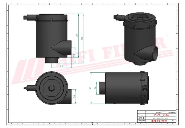 Rysunek wymiarowy Filtr powietrza kompletny SAH 01C13ADH006