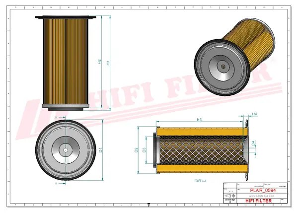 Rysunek wymiarowy Filtr powietrza SA 10025