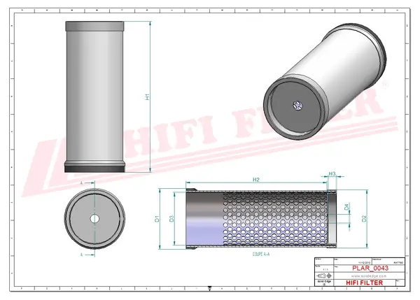Rysunek wymiarowy Filtr powietrza SA 10120