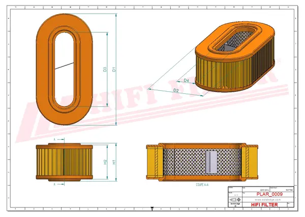 Rysunek wymiarowy Filtr powietrza SA 10126