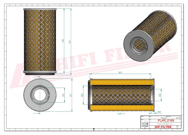 Rysunek wymiarowy Filtr powietrza SA 10239